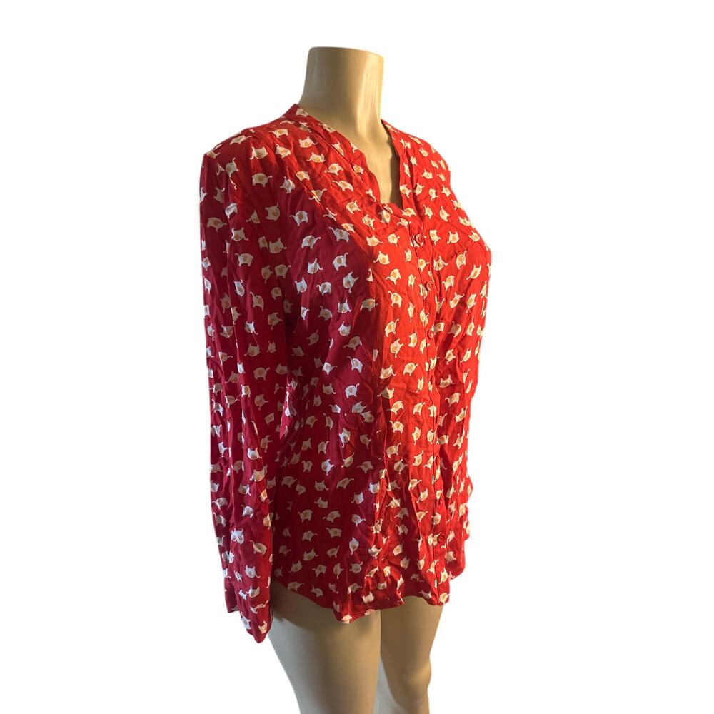 M Modcloth Red Safari As I Can See Elephant Print… - image 1